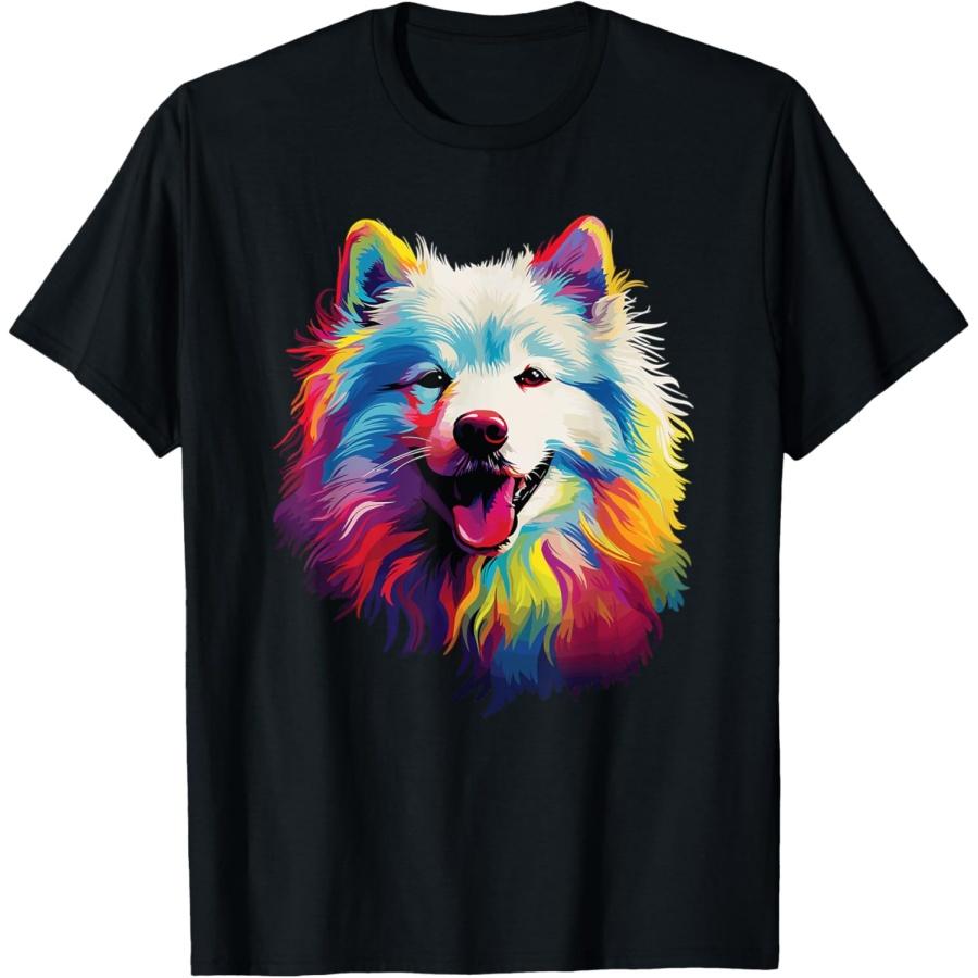 

Watercolor Colorful Samoyed Dog T-Shirt XXXXXL чорний