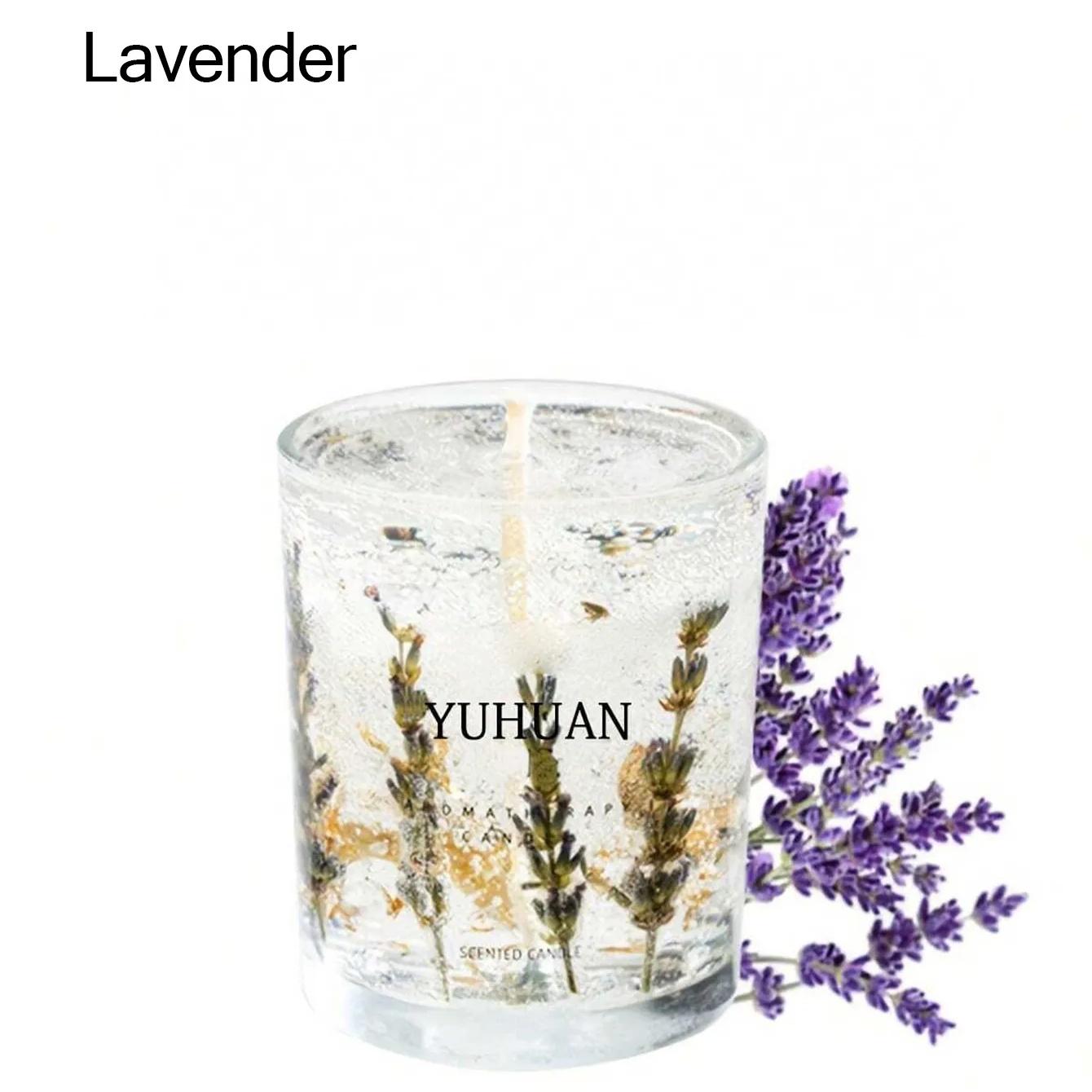 

Ароматизированная свеча из настоящего цветочного воска с желе Фрезия Цветы Ароматерапевтические свечи День святого Валентина Свадебный подарок Рождество Декор для домашней вечеринки лавандовый