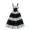 Stylish Lace Lace Color Contrast Patchwork Sexy Tube Top Strappy Dress Female French Small Dress Vacation Dress