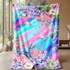 Purple Crystal Roses Theme Blanket Lightweight Warm Flannel Blanket Decorative Throw Blanket for Home Decoration