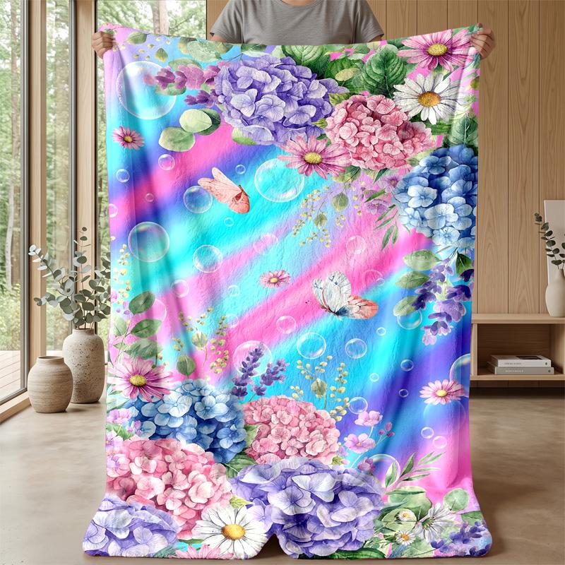 Purple Crystal Roses Theme Blanket Lightweight Warm Flannel Blanket Decorative Throw Blanket for Home Decoration