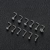 12Pcs Nose Rings Studs 20G Stainless Steel L Shaped Nostril Piercing Square Heart Pentagram Round CZ Nose Stud Piercing Jewelry