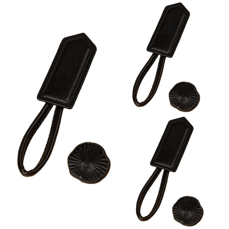 3pack PU Leather Horn Buckles Toggle Button Fasteners Handmade Sewing Buttons for Modern Clothing Enhancements