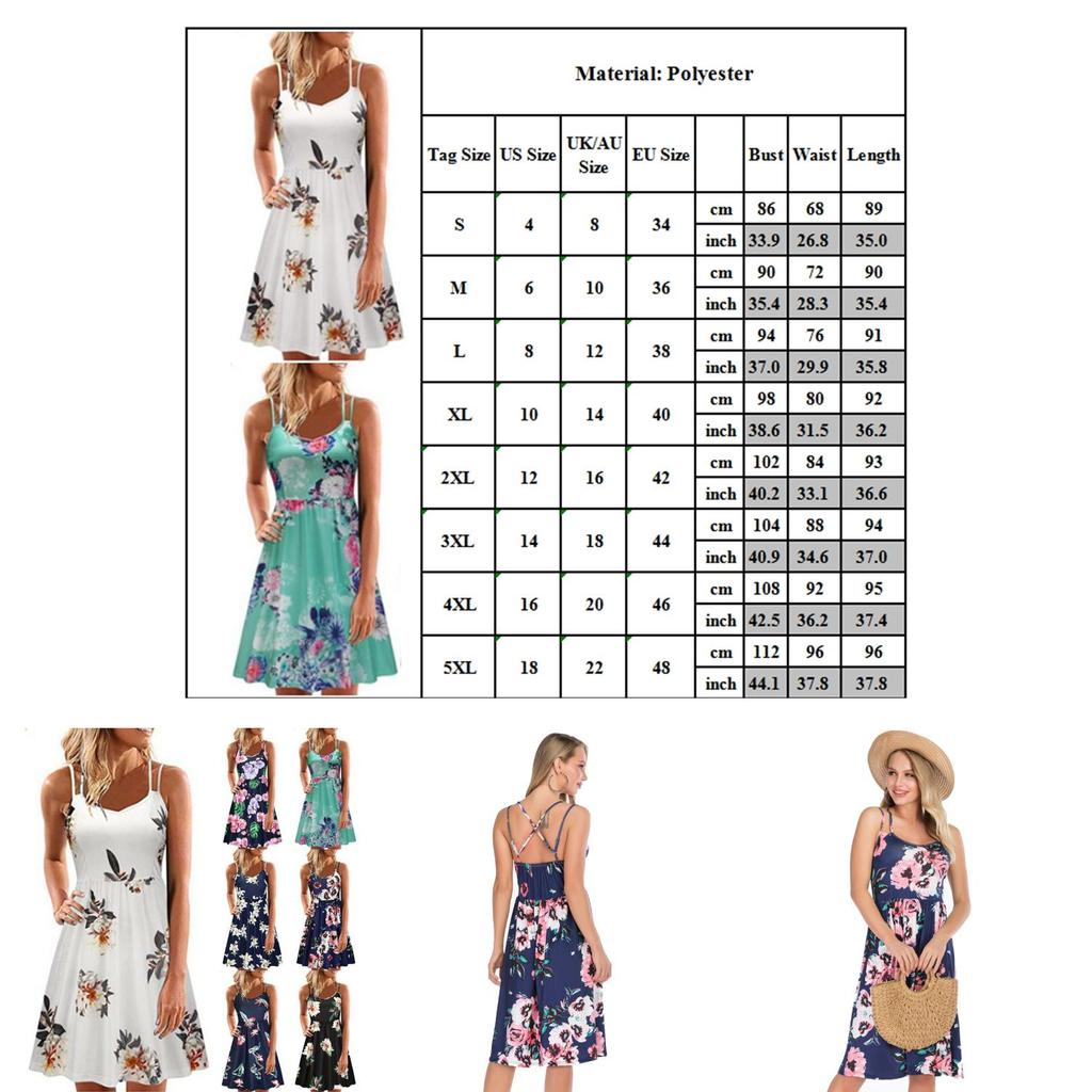Elegant Women's Summer Sleeveless Floral Beach Dress Perfect For Holiday Occasions Size S-5xl