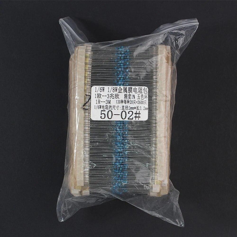 2600PCS 130 Values 1/6W Resistencias Electronica Kit, 1 Ohm~3M Metal Film Resistors Assorted Set 1%, diy electronic components