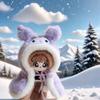 Plush Bear Headgear Cape: Thick Winter Shawl for 10-15cm Dolls