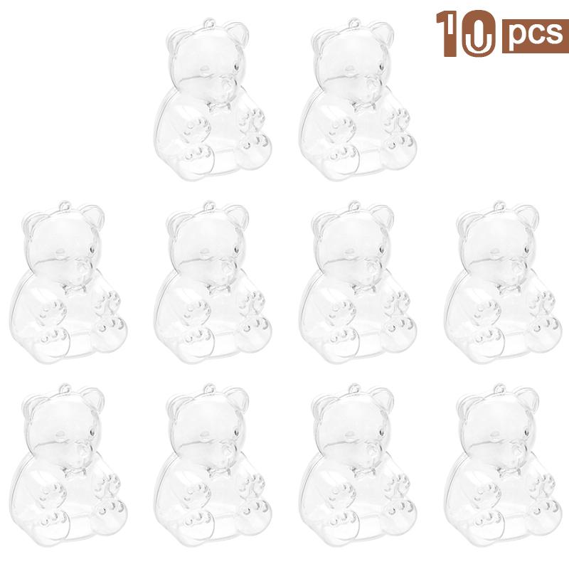 10pcs Bear Shape Candy Box Transparent Jewelry Snack Gift Packaging Box Wedding Birthday Party Decor Supplies Baby Shower Favors