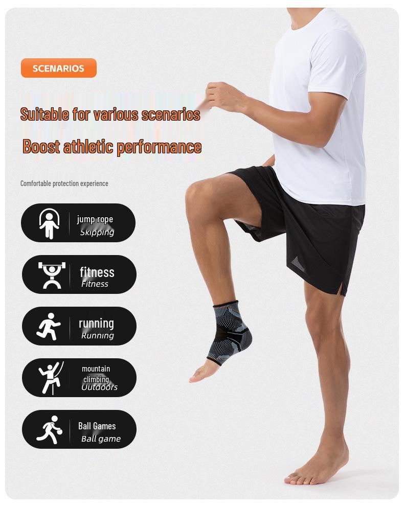 Anti-Sprain Compression Ankle Support Sleeve - Protective Sports Bandage For Ankle Joint Stabilization