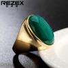 Retro Elegant Gemstone Titanium Steel Ring for Men and Women - Vintage Style Jewelry Band