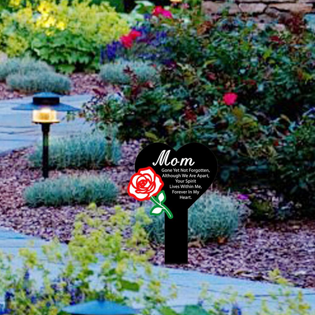 Cmentarny Nagrobny Znak Oznaczenie Akrylowe Serce Pamiątkowa Tabliczka Pamięci Palik do Dziedzińca Podwórka Rodzinny Cmentarz Pogrzebowy Trawnik