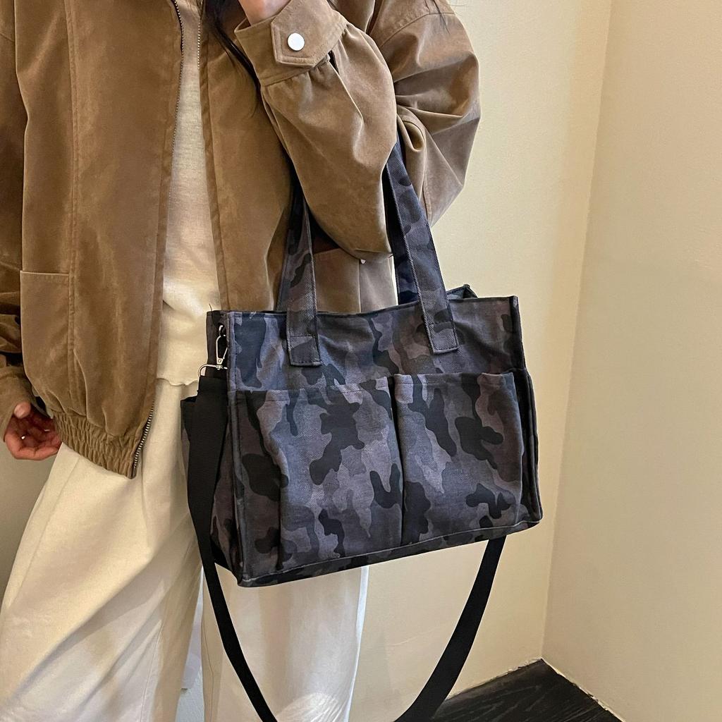 Borsa a Spalla Singola per il Tempo Libero, Borsa Tote Capiente per Pendolari, Zaino a Tracolla Mimetico