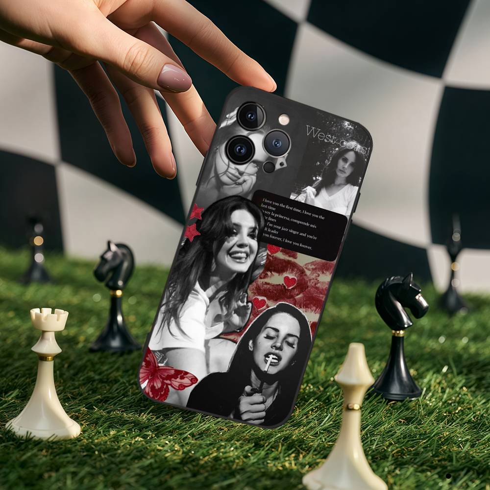 L-Lana Del Rey Singer Silicone Anime Black Case For Iphone 17 Air 16 15 14 13 12 11 Pro Max Plus Basic