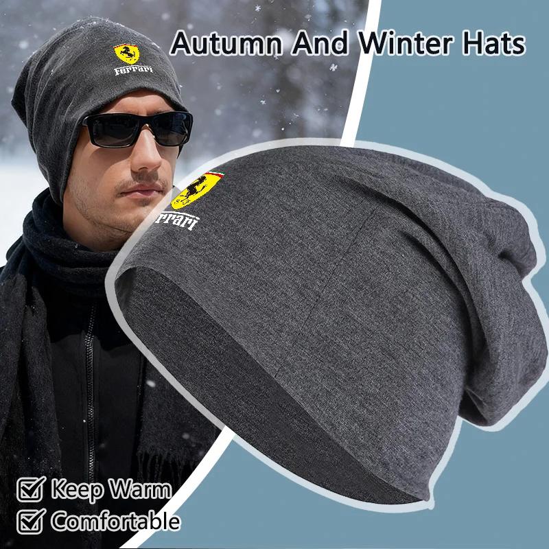 Car Hip Hop Cap Unisex Beanie Knitted Hat Fleece-lined Windproof Hats For Ferrari SP1 812 F40 F12TDF SF90 458 488 599 612 FF F12