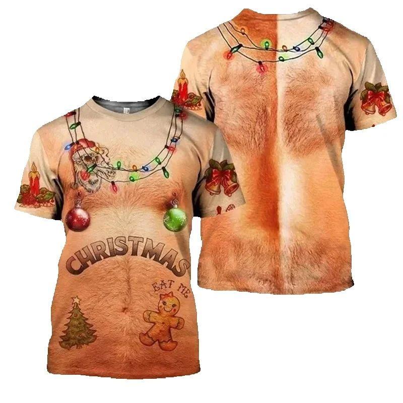 Men Printed Alternative Funny Funny Christmas Holiday Party T-Shirt Fashion Street Casual Plus Size Round Neck Short Sleeve