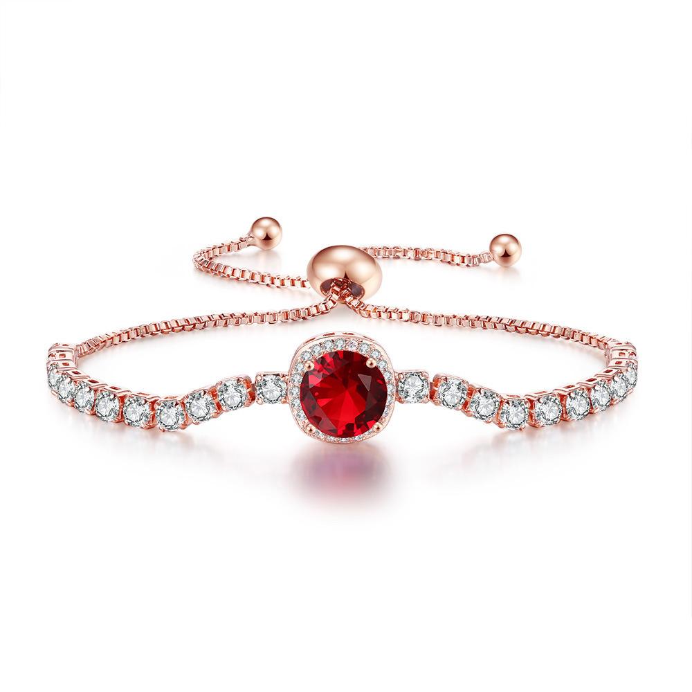 Full Zircon Birthstone Bracelet Women'S Adjustable Light Luxury Color Sugar Cube Jewelry Temperament Jewelry