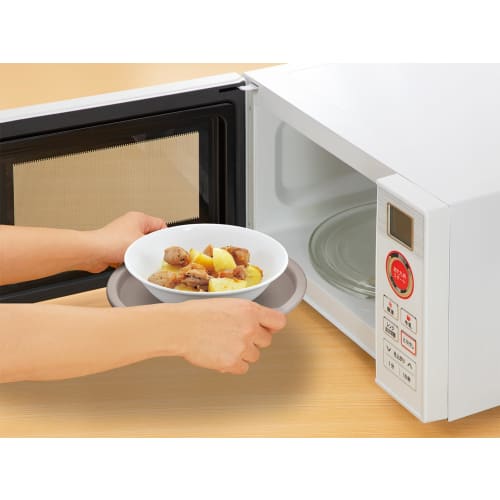 Sanada Seiko Co., Ltd. Microwave-safe, round tray, stays cool, made in Japan. Heat in the microwave and serve directly at the table. Time-saving cooki