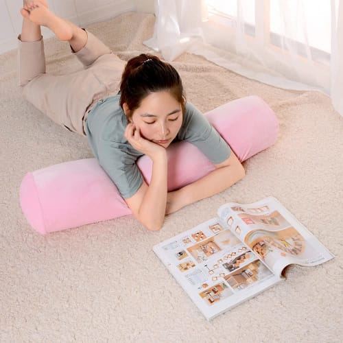 Baibu Home Body Pillow, Fluffy and Cute, Cylinder-Shaped, Ultra-Soft Boa Fabric, Pink, 80cm