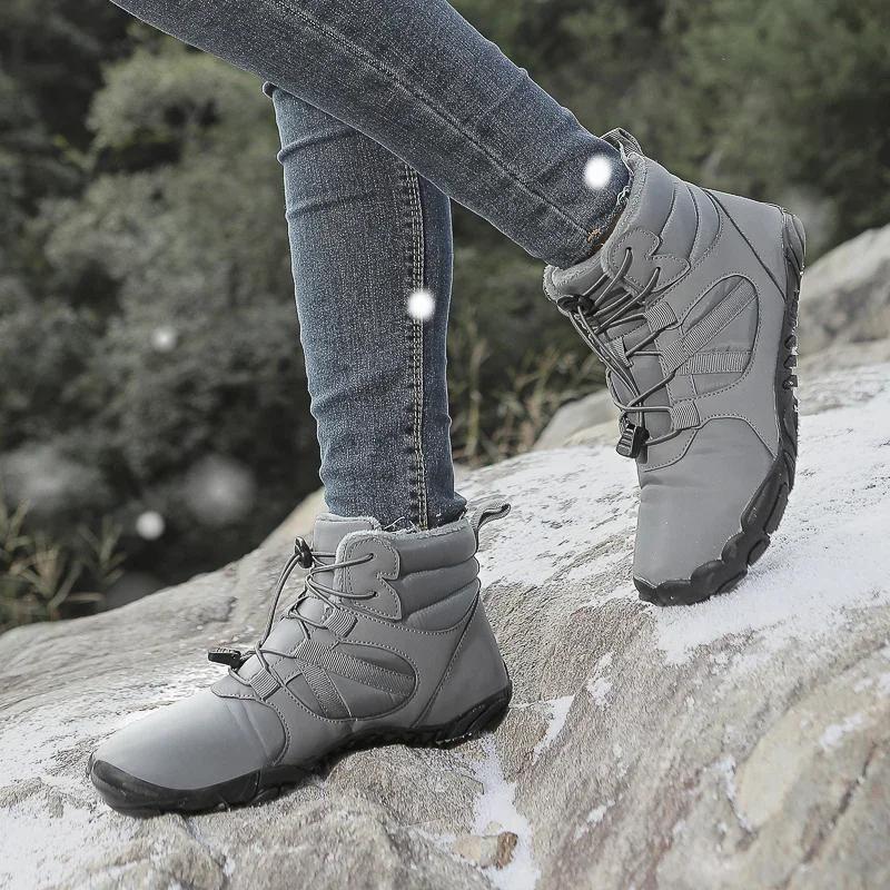 Winter Hiking Shoes Snow Boots Plush Cotton Shoes Outdoor Sneakers Men Women Ankle Boots Warm Winter Boots Mid-top