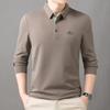 Spring and Autumn Men's Polo Long Sleeved T-shirt Simple Business Casual Loose Top Base Shirt