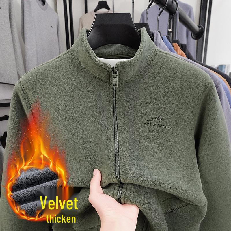 Thickened Double-Sided Coral Fleece Jacket Hoodie – New Autumn/Winter Warm Stand Collar Cardigan with Zipper