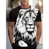 2026 Hot Selling Fashionable Cool Black Lion Texture Pattern 3D Printed Round Neck Sports and Leisure T-shirt Large Size