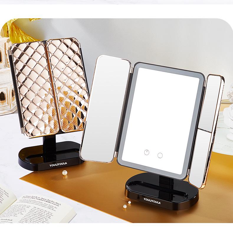 Yuri Yura LED Touch Makeup Mirror with Adjustable Brightness, HD Reflection, and Folding Design