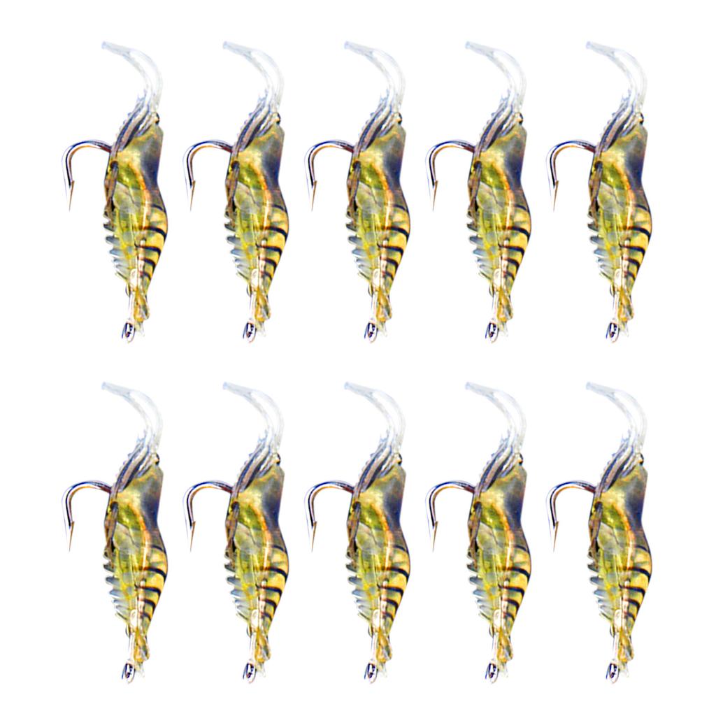 10pcs Shrimp Simulation Soft Prawn Lure Bait Hook Tackle Bass Fishing Lures