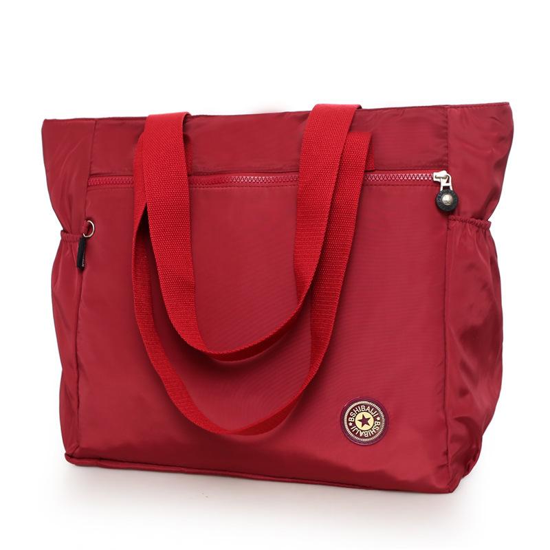 New Women'S Bag Solid Color Tote Bag Commuting Shoulder Bag Leisure Simple Mommy Go Out Bag Large Capacity Nylon Handbag