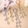 New Rhinestones Star Keychain Pearl Beaded Key Ring Pendants for Women Girls Handbag Decor DIY Handmade Jewelry Gifts