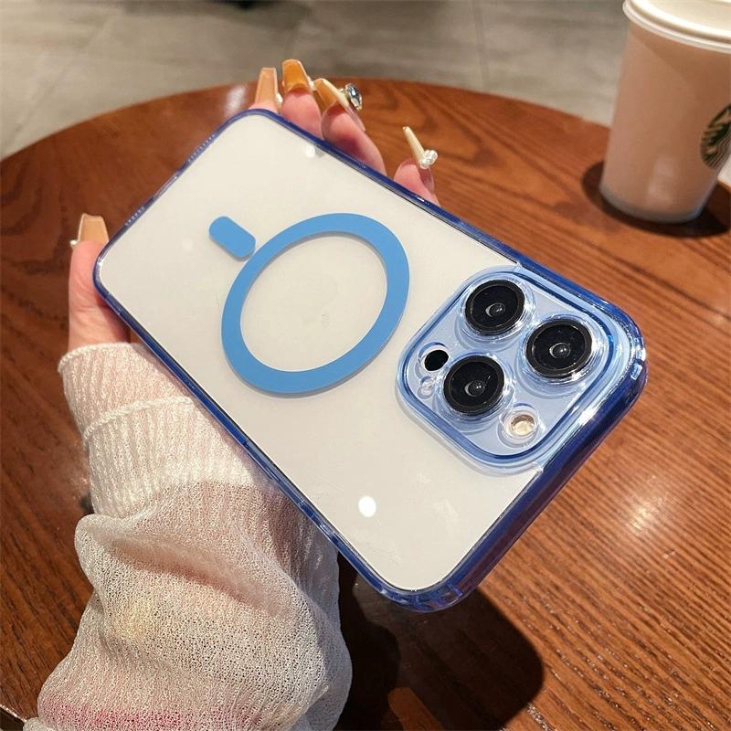 Luxury Transparent Wireless Charging Magnetic Phone Case For iPhone 11 12 13 14 15 Pro Max Plus Magsafe Clear Bumper Cover