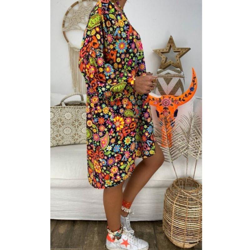 

Spring and Autumn High Waist Wish Amazon Hot Print Long Skirt Black S