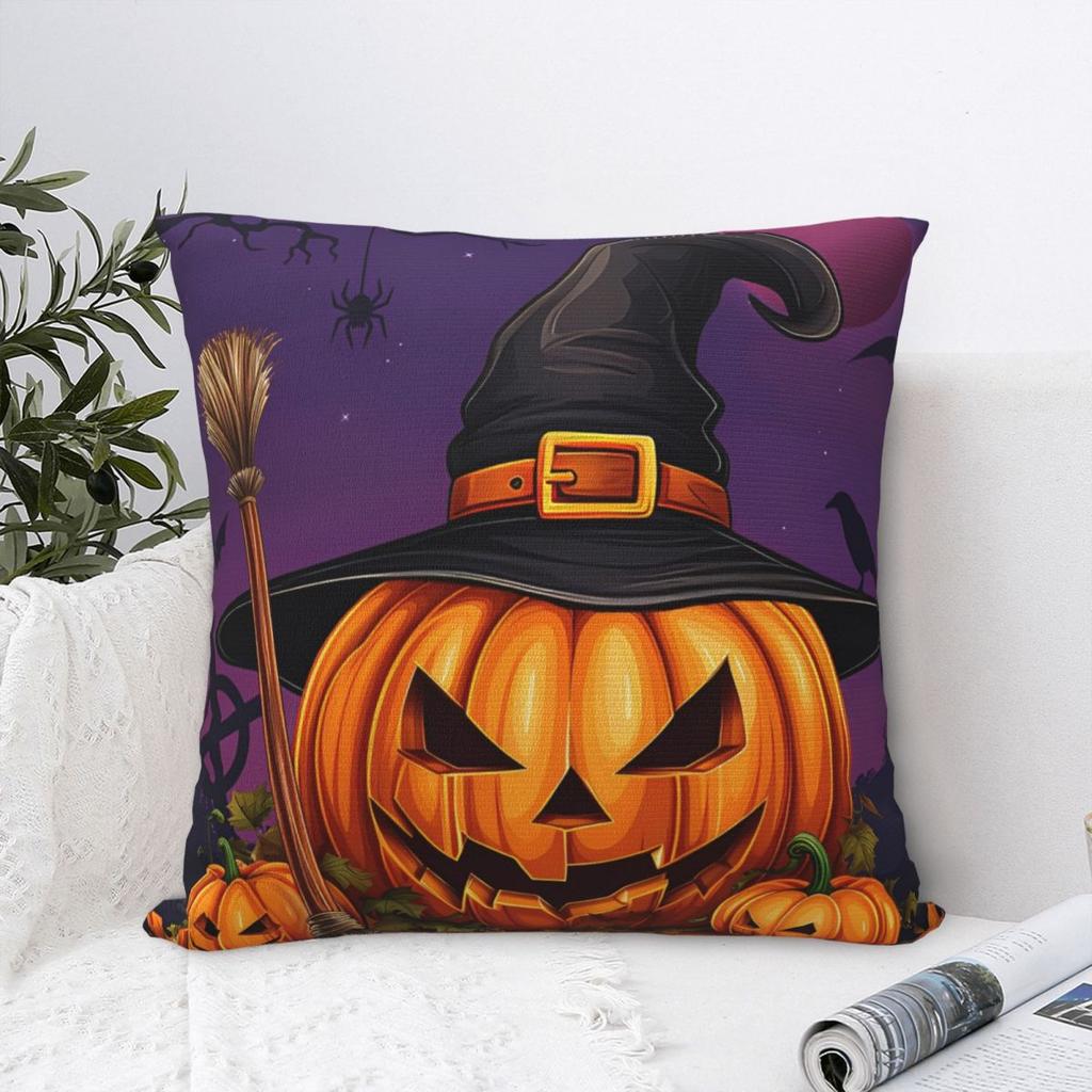 Pillow Case Trick Or Treat Pumpkins Halloween Square Pillow Cover Novelty Cushion  Pillowcases For Office Car Home Decorative