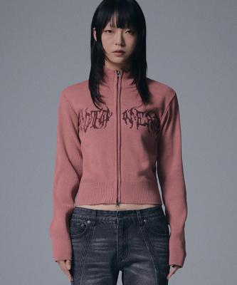 NOT4NERD W Wild Logo Knit Zip Up - Pink