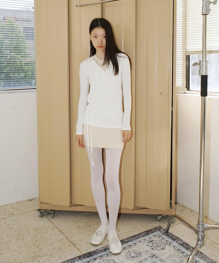 PROVO Button Henley Neck T-Shirt / White