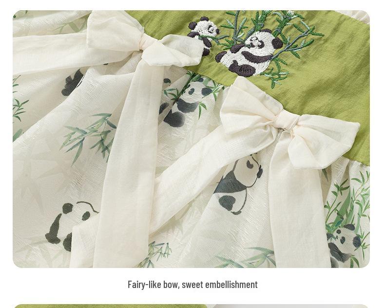 2025 Summer Baby Girls' Chinese Style Puff Sleeve Sling Dress with Frog Buttons - Princess Design for One-Year-Old