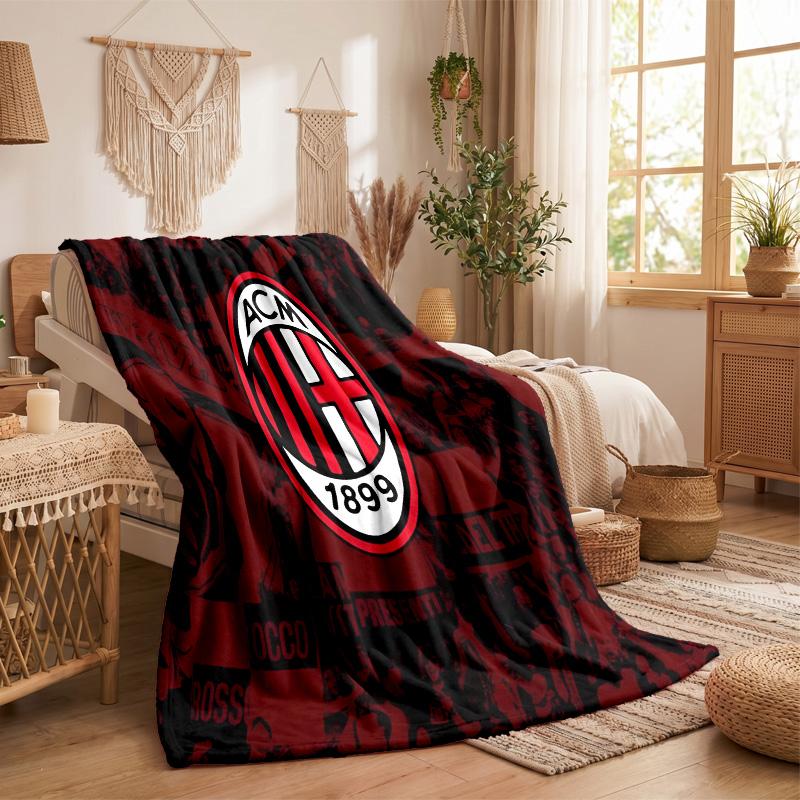 AC Milan Print Flannel Blanket Soft Warm Sofa Bed Throw Blanket For Home Office Bedroom