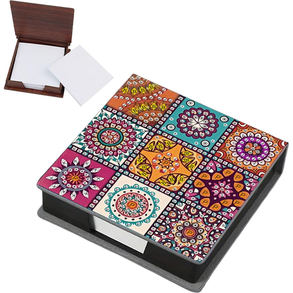 5D DIY Leather Diamond Painting Notecard Box Mosaic Kit Gem Painting Memo Pad Holder Diamond Art Note Box for Desktop Decoration