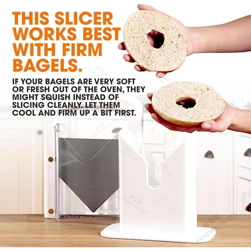 Reusable Bread Bagel Cutter Slicer with Safety Handle Stainless Steel Household Precision Cutter Food Grade Anti-Slip Heavy Duty