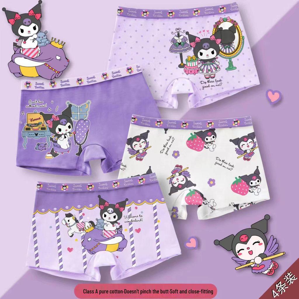 Class A Pure Cotton Girls' Cartoon Boxer Briefs - Breathable, Antibacterial Underwear for Small to Large Children