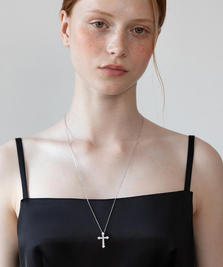Tatiana (Silver 925) Dazzle Cross Pendant Long Necklace Nz2481