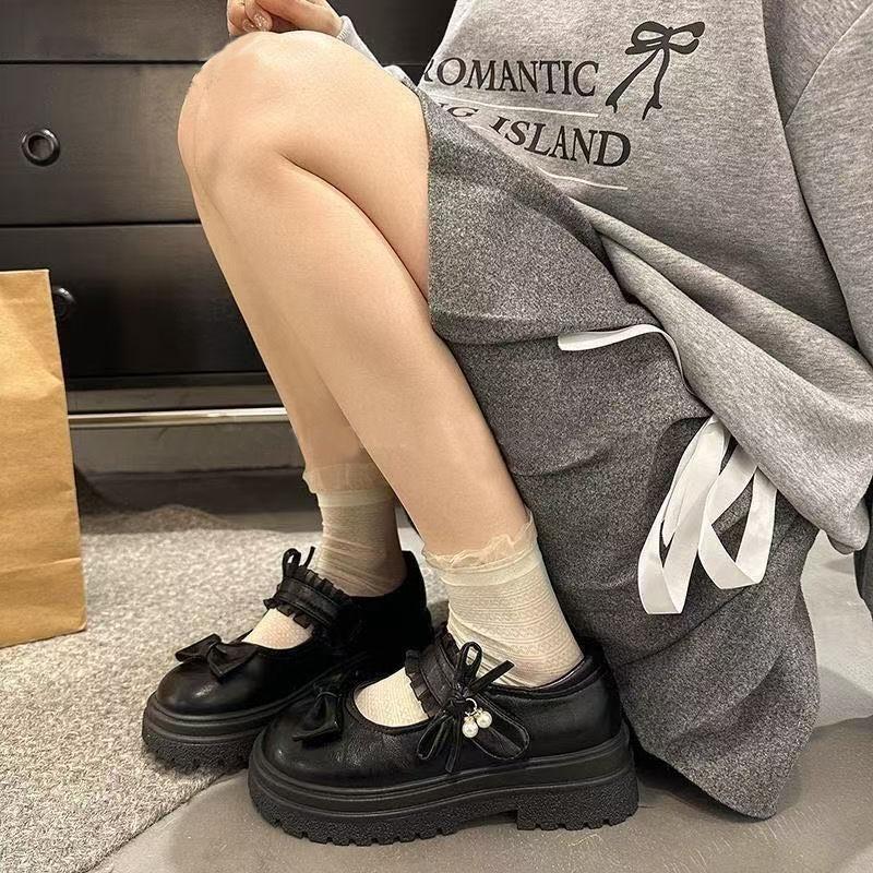 French Platform Small Leather Shoes Women's Retro British Style Sweet with Skirt Mary Jane Single Shoes 2025 Spring and Autumn New