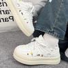 Fashion Whit Women's Shoes Round Toe Kawaii High On Platform Graffiti Ladies Footwear Original Sale Designer Luxury Stylish Cotton Offer