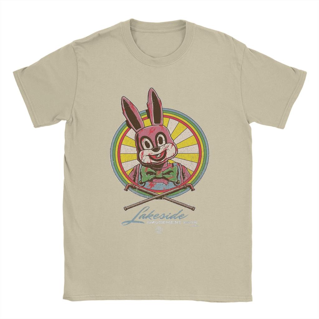 Men Silent Hill 3 Lakeside Amusement Park Robbie the Rabbit T Shirts  100% Cotton Tops Short Sleeve Tees Plus Size T-Shirt