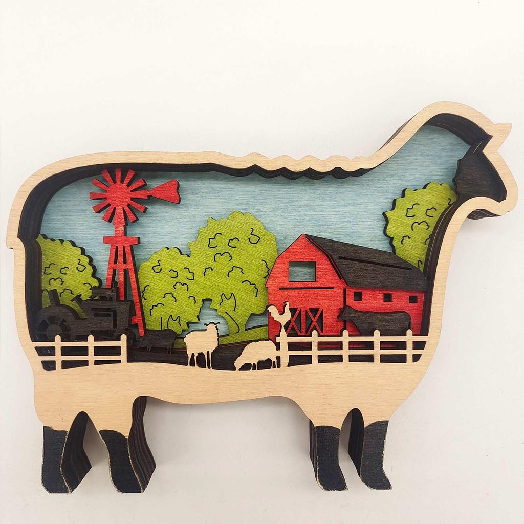 Wooden Crafts Creative Farm Animal Home Decoration Desktop Decoration