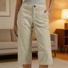 Women Cropped Pants with Pockets High Waisted Straight Leg Cargo Pants Loose Fit Knee-length Pants Summer Hiking Travel Pants