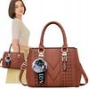 Women's Brown Elegant Formal Handbag, Spacious Shoulder Bag, Leather
