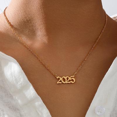 Bayanlar İçin Moda Metal 2025 Yıl Sayısı Kolye