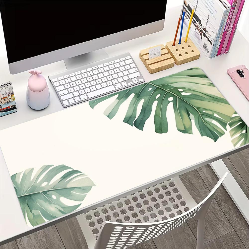 XXL Green Tropical Leaves Botanical Mouse Pad Anti-Slip Rubber Base Gaming Desk Mat Computer Keyboard Mat for Office Accessories