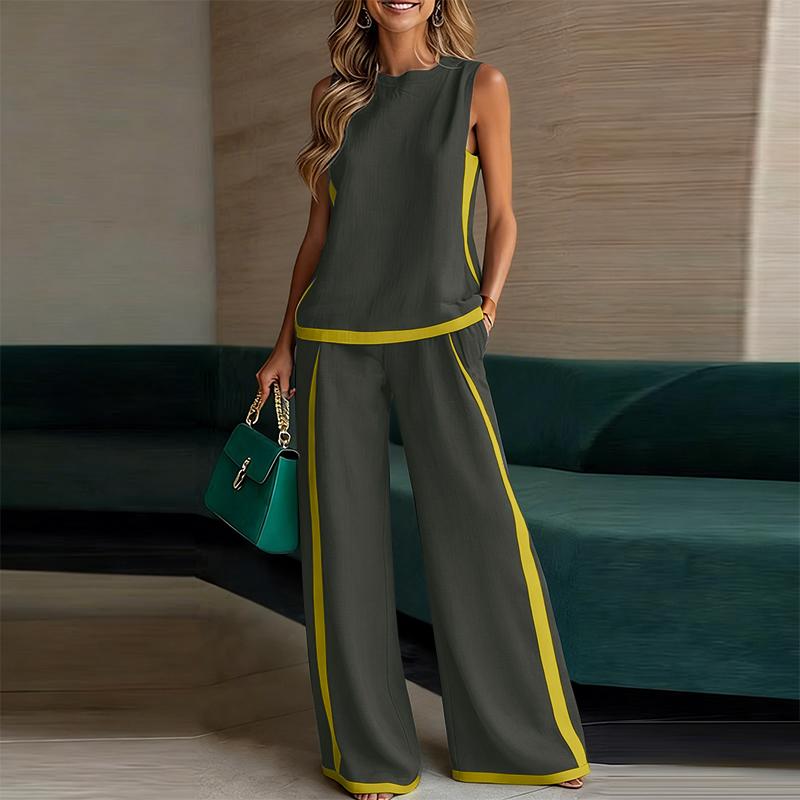 ZANZEA Women Sleeveless Vest Tops and Long Pants Casual Two Piece Suit Sets