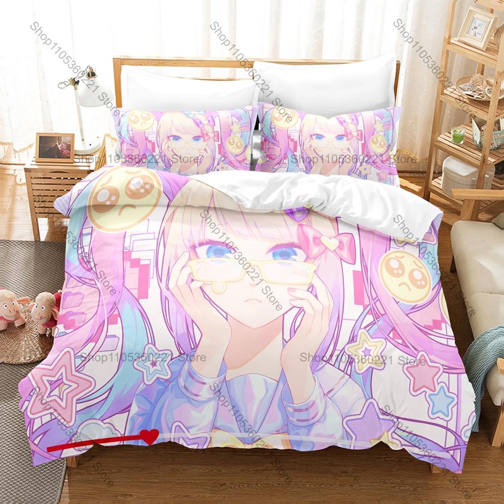 Needy Streamer Overload Anime Bedding Set 3Pcs Duvet Cover Pillowcase Ultra Soft Microfiber Bedroom Decor For Gamers